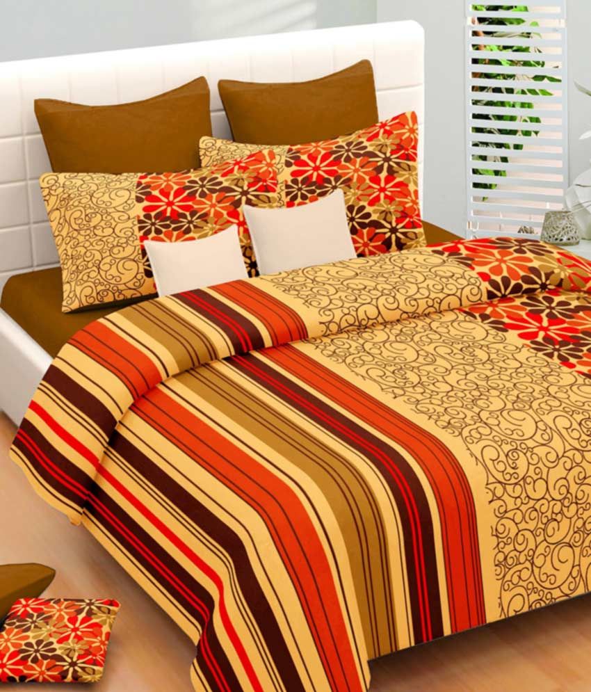 Vintana Multicolor Cotton Double Bedsheet With 2 Pillow Cover Buy