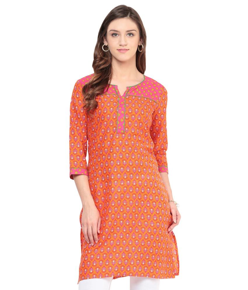 RANGMANCH by Pantaloons Orange Cotton Kurti Buy RANGMANCH by