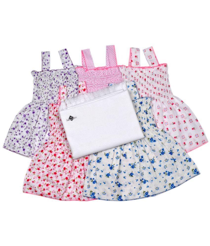     			Sathiyas Multicolor Baby Gowns with Baby Towel for Girls - Pack of 6