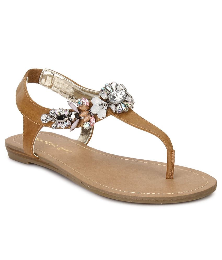 steve madden tan flat sandals
