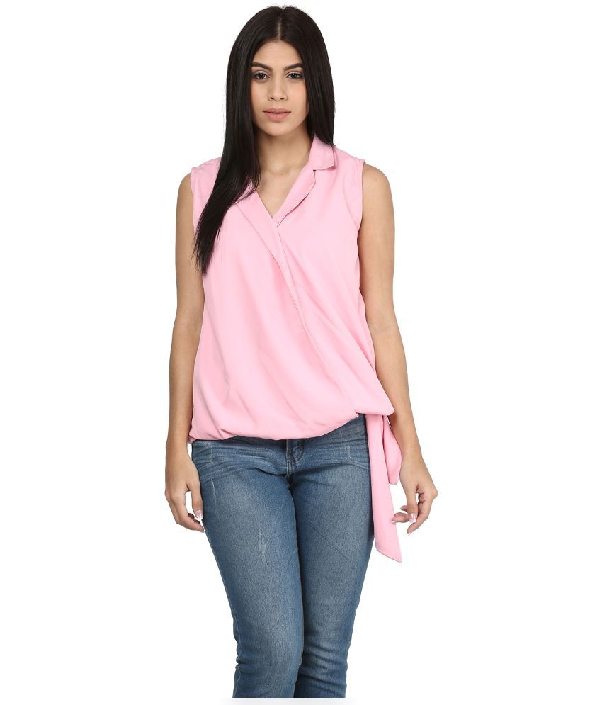 Mayra Pink Polyester Tops - Buy Mayra Pink Polyester Tops Online at ...