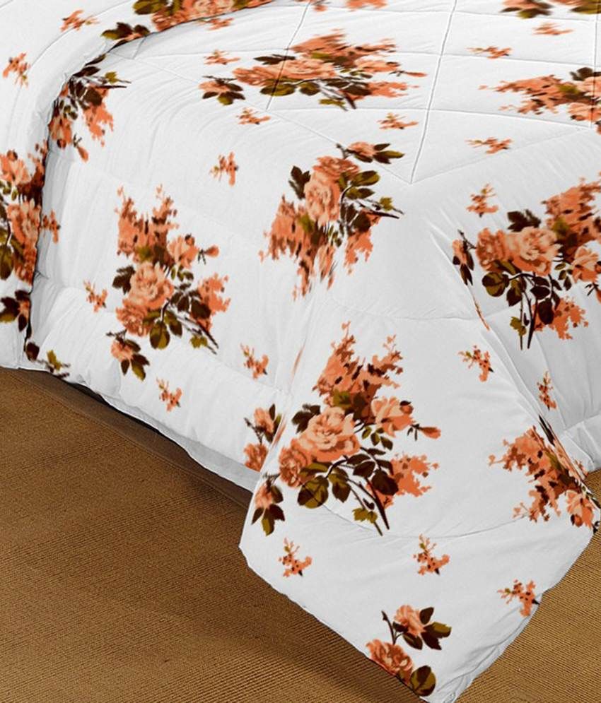 Raymond Home White and Brown Cotton Double Bedsheets with 2 Pillow