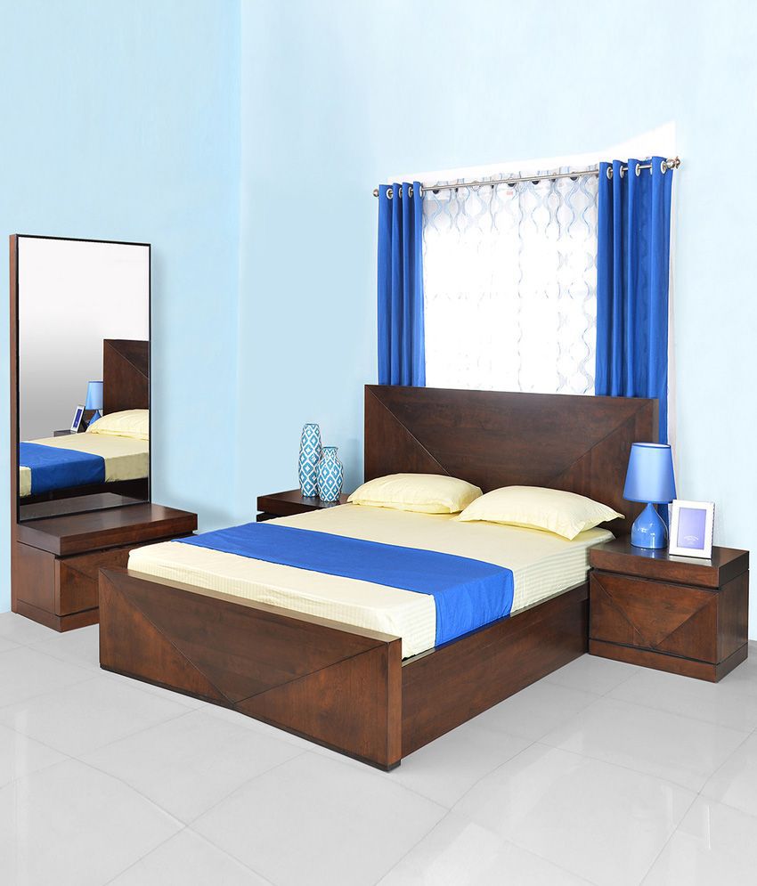 @home Nixon Solid Wood Storage King Size Bedroom Set - Buy ...