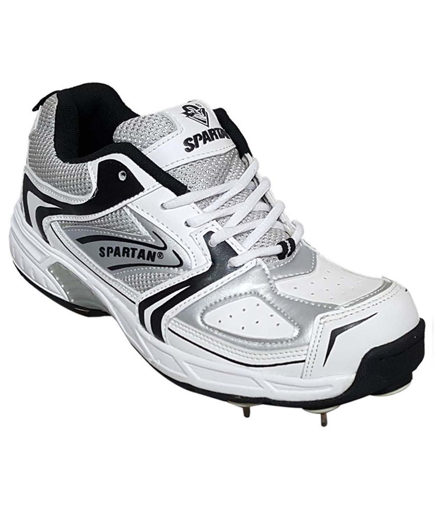 Spartan White Cricket Spikes Shoes 