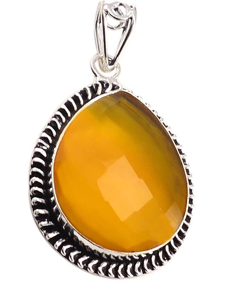 Silvesto India Yellow Chalcedony Gemstone 925 Sterling Silver Plated ...