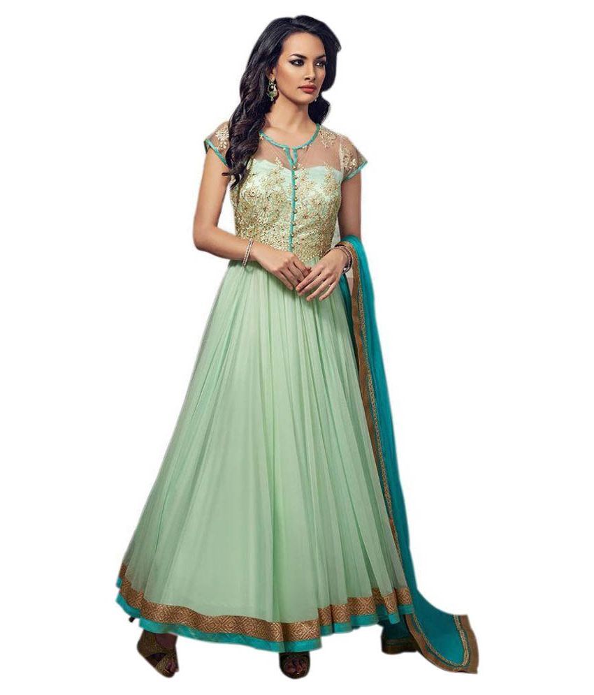 green net frock design
