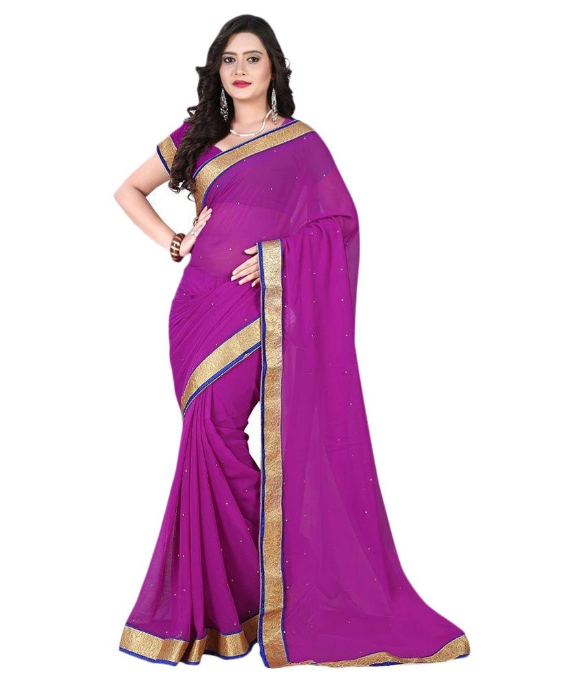 purple chiffon saree