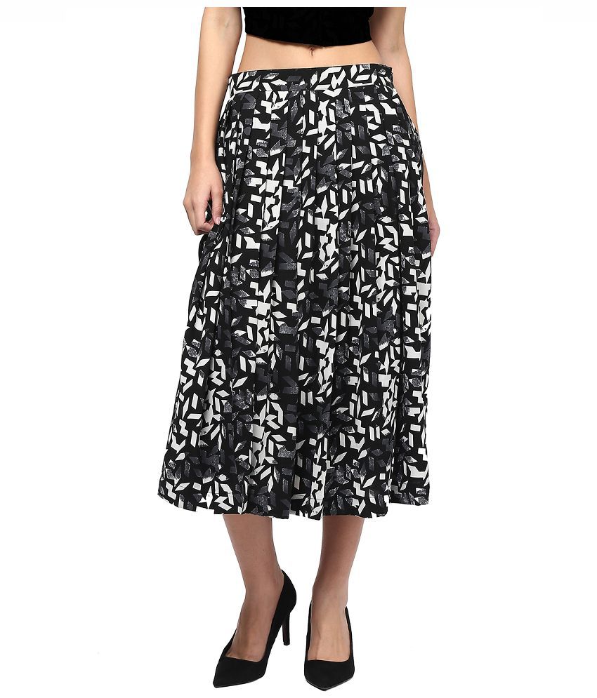Buy Martini Black Polyester Midi Skirt Online at Best Prices in India ...