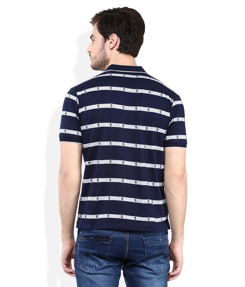 navy blue striped polo