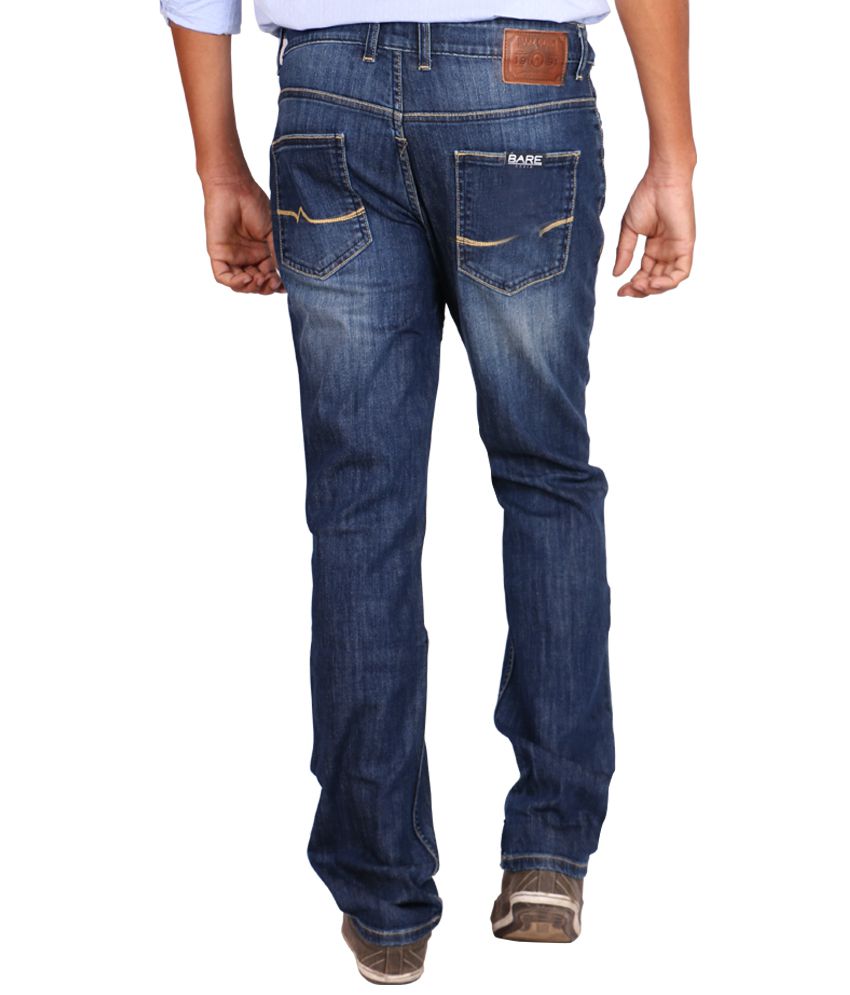 Bare Denim Blue Regular Fit Faded Jeans - Buy Bare Denim Blue Regular ...