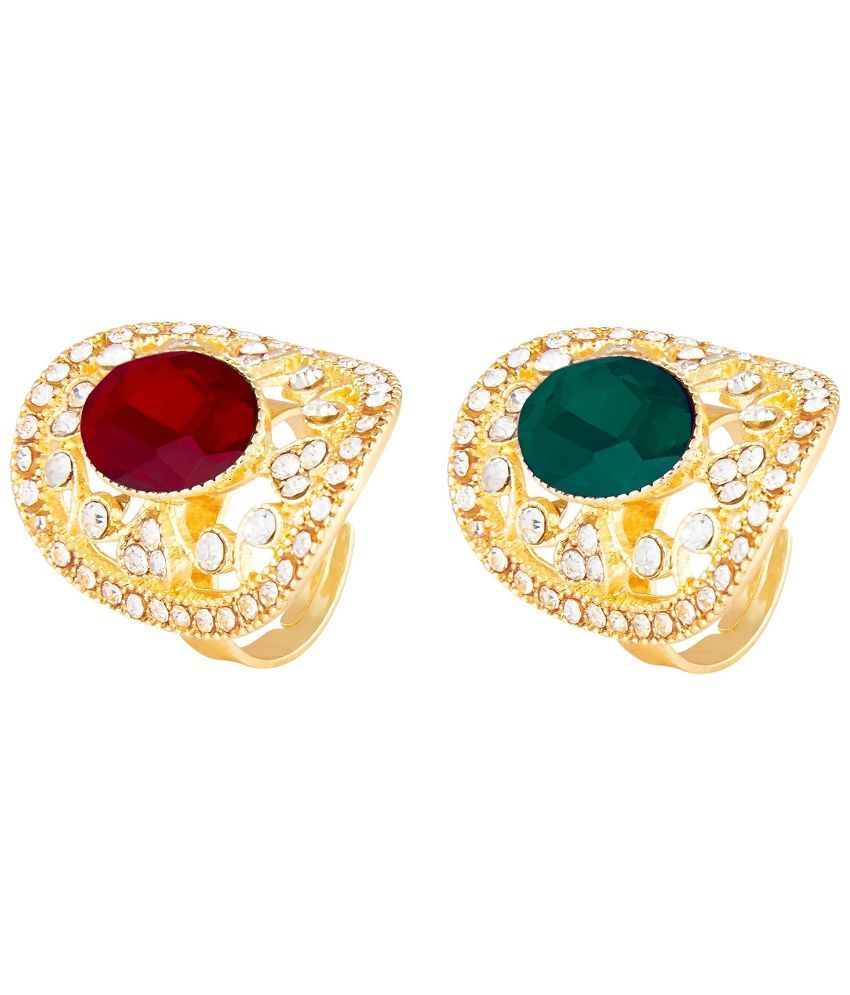 Shining Jewel Brass Gold Plating Zirconia Studded Multi Coloured