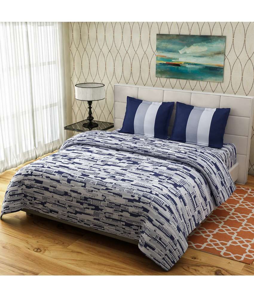 Trident Classic Nature ImprintII King Size Bedsheet with 2 Pillow