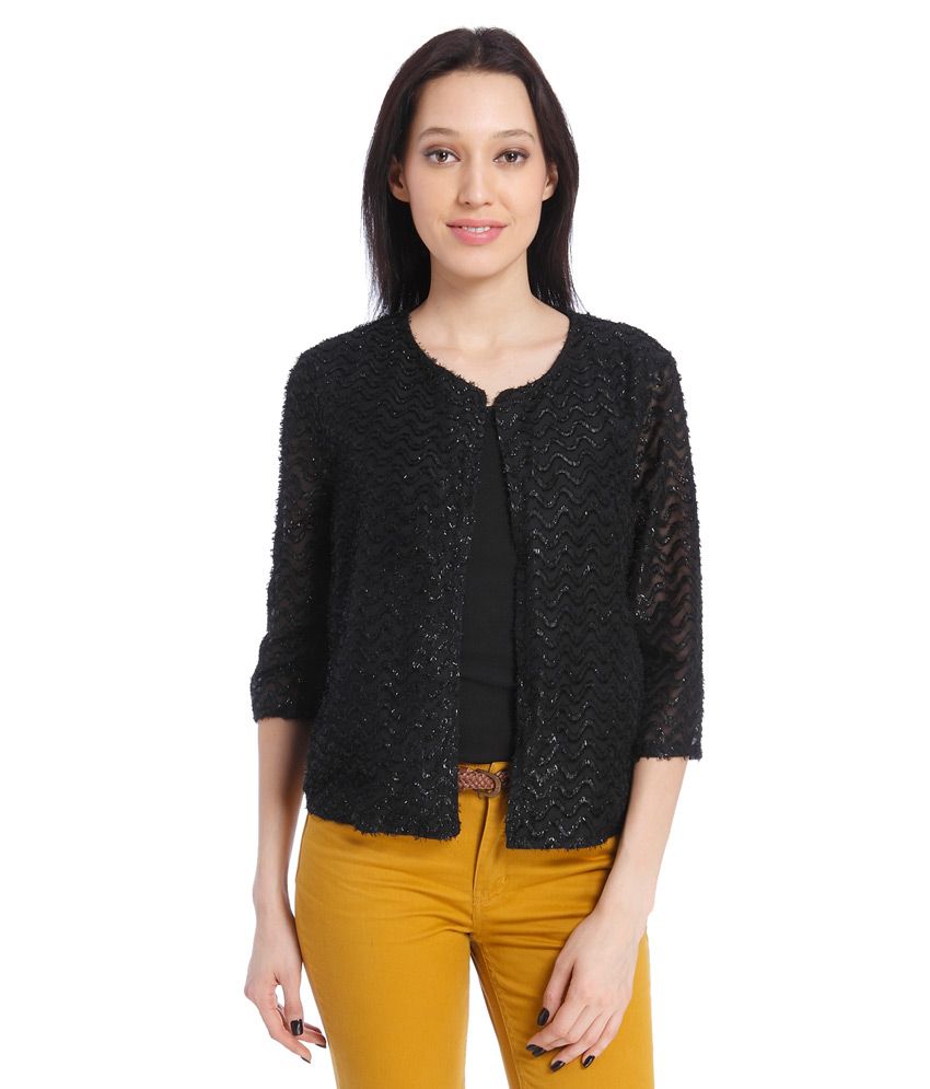 black round neck cardigan