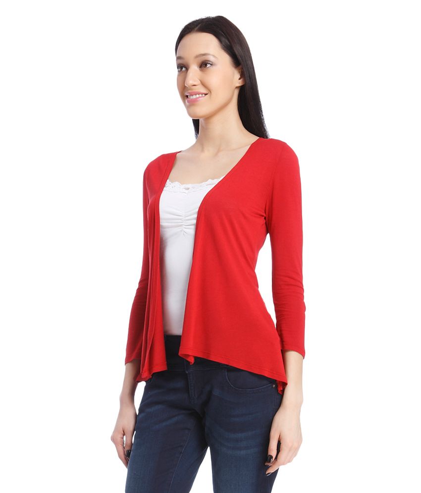 Buy ONLY Red 3|4th Sleeves Shrug Online at Best Prices in India - Snapdeal