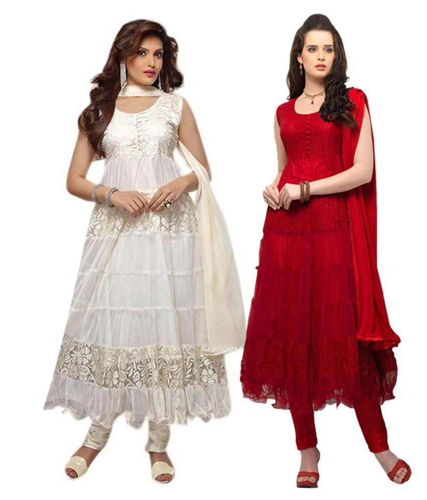 anarkali unstitched dress material online