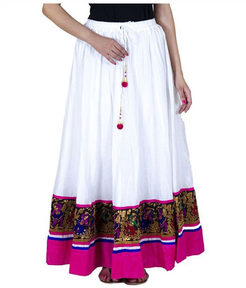white broomstick skirt long