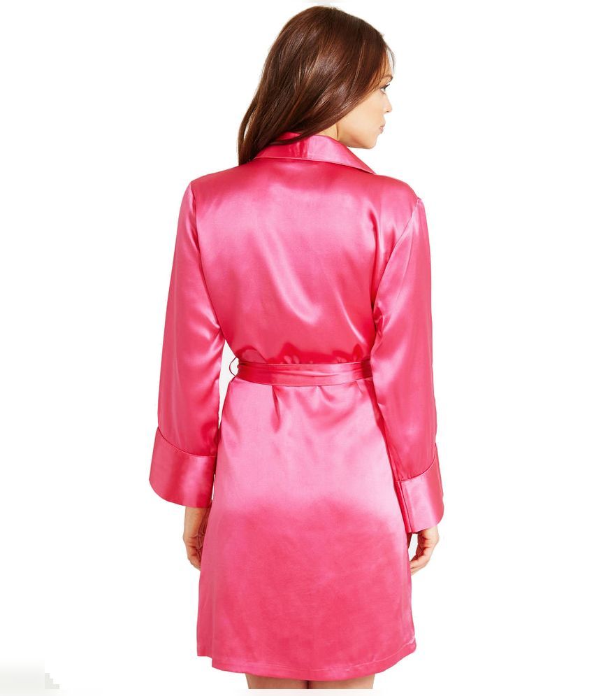 long pink satin robe