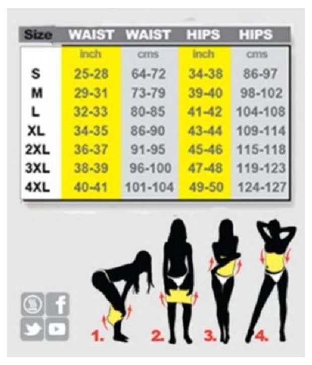 Sweat Slim Belt Size Chart