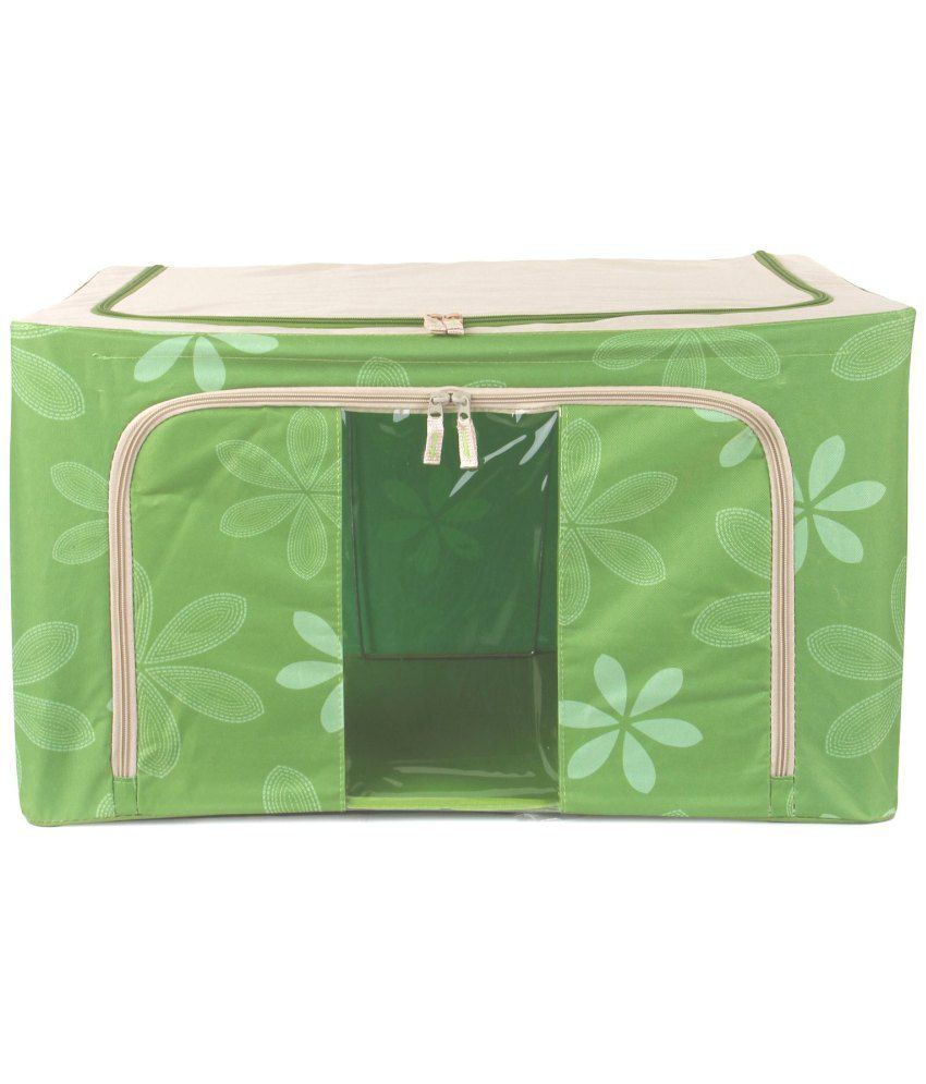     			UberLyfe Foldable Cloth Storage Box with Steel Frames (Green, 66L)