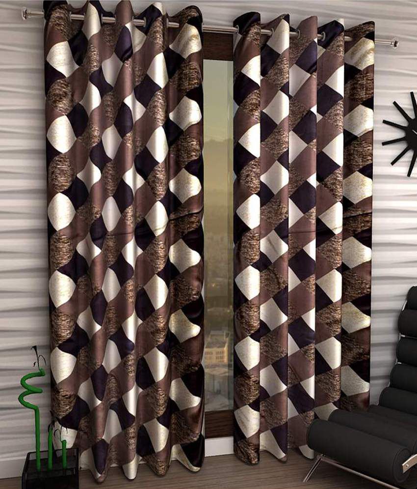    			Tanishka Fabs Transparent Curtain 7 ft ( Pack of 2 ) - Brown