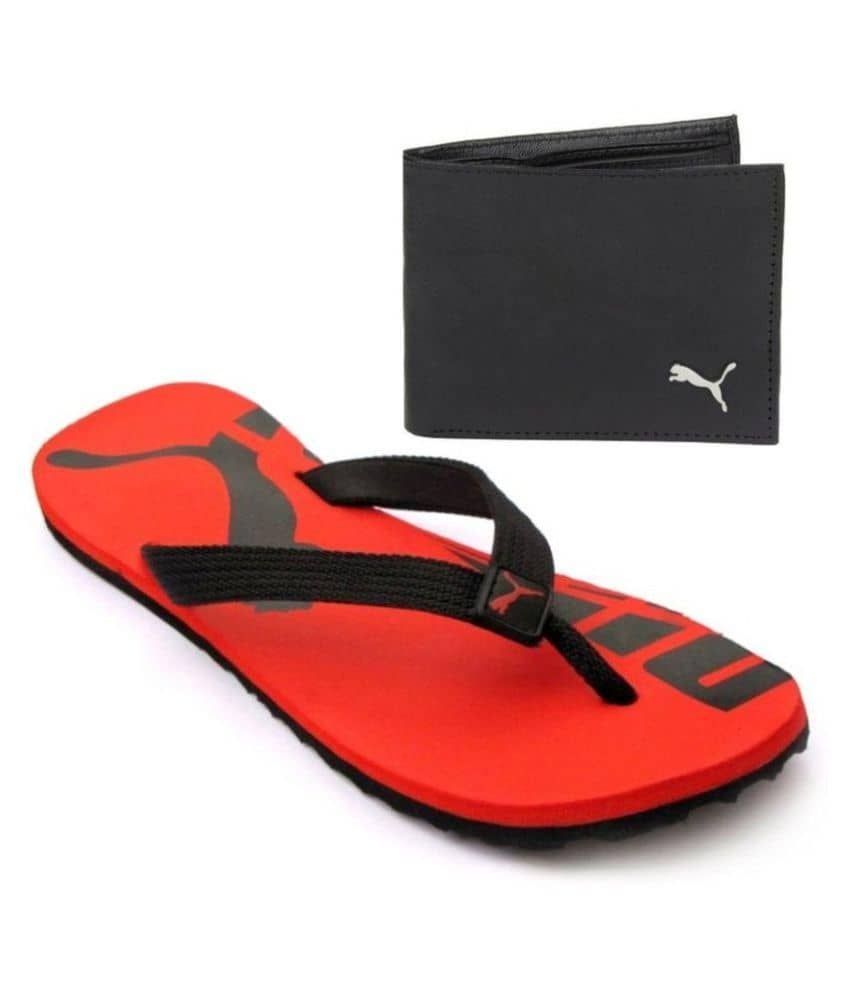 Puma Red and Black Slippers With Wallet Price in India- Buy Puma Red and Black  Slippers With Wallet Online at Snapdeal