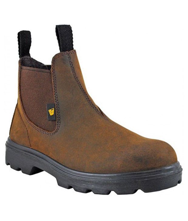 Buy JCB Brown Leather Safety Shoes 