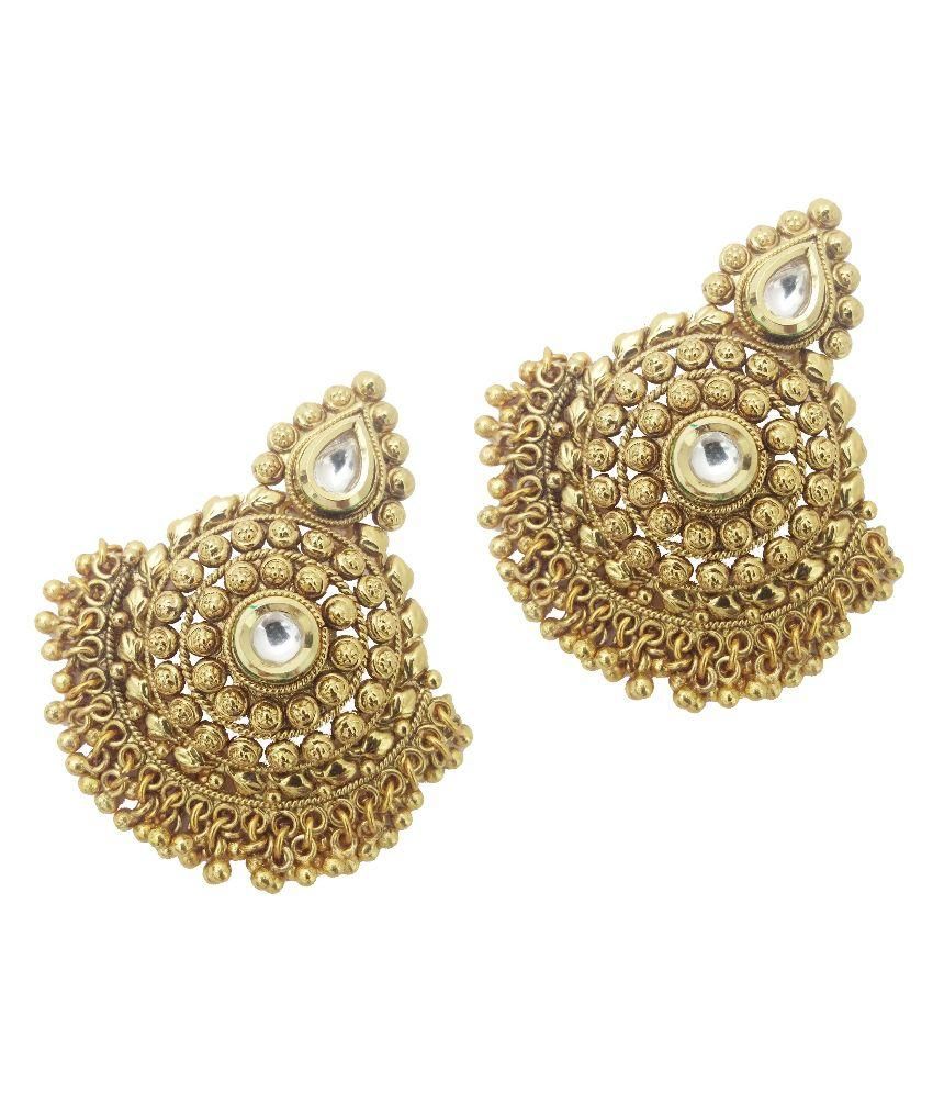 My Design Copper Gold Plating Studded Coloured Earrings My Design Copper Gold Plating Studded Coloured Earrings