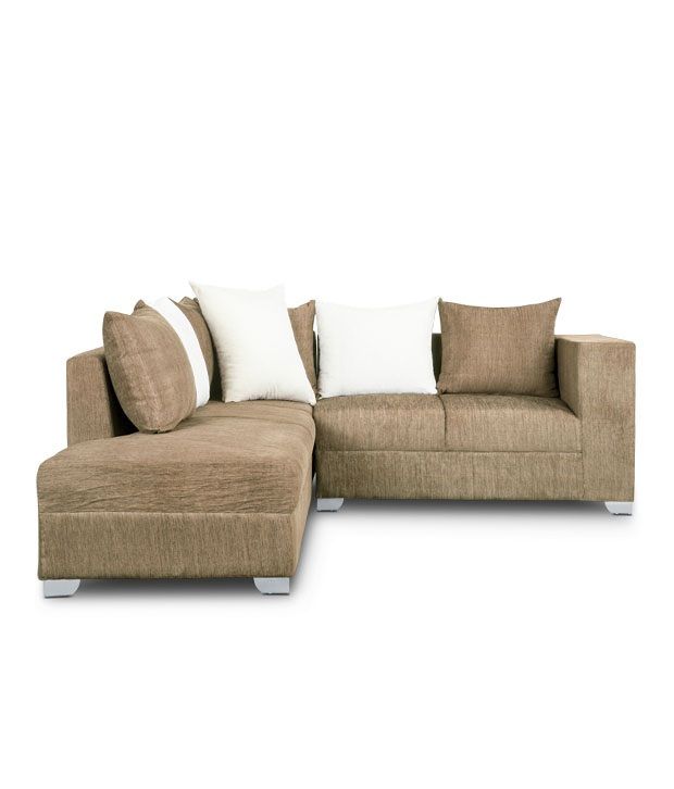 S K Furniture Fontaine Beige L Shape Sofa With Pouffe Buy S K
