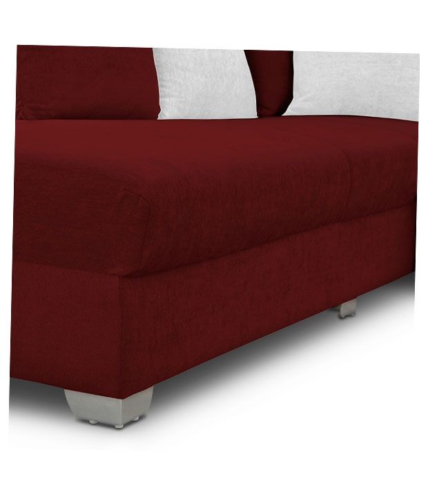 S K Furniture Terria Maroon Sofa Set With Center Table & Pouffe Buy S
