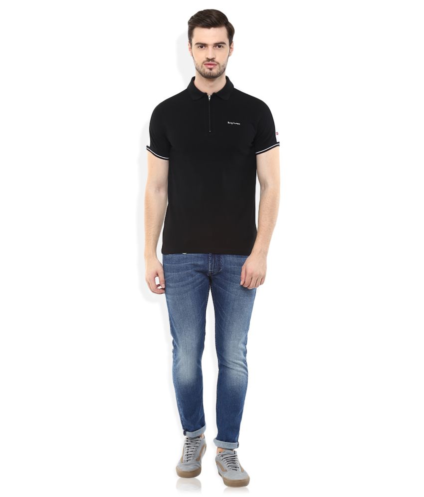Being Human Black Half Polo T-Shirt - Buy Being Human Black Half Polo T ...