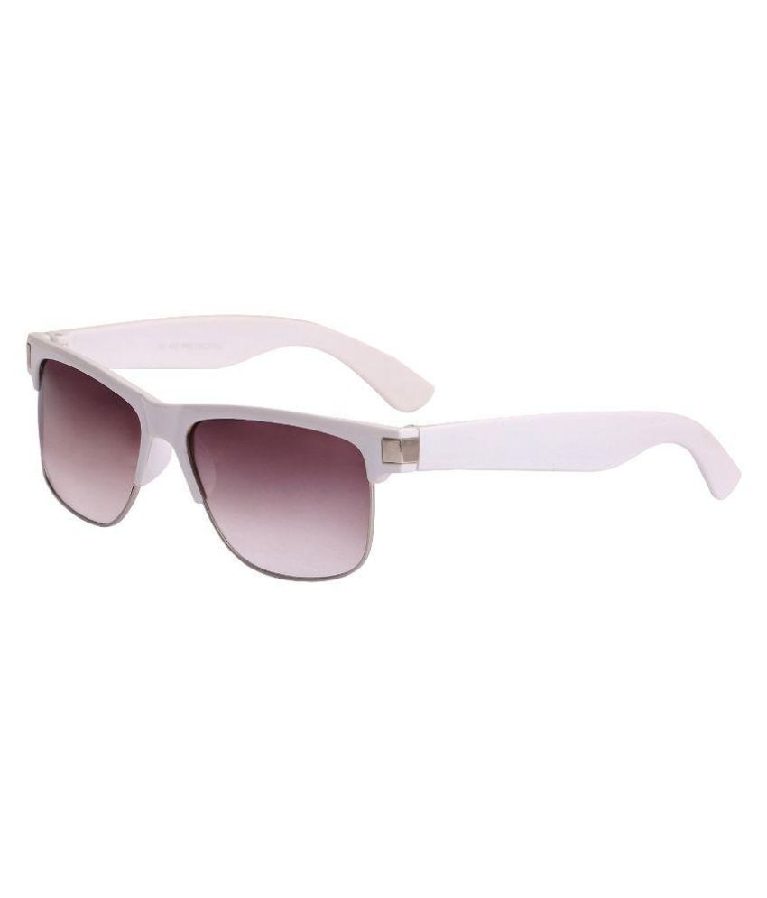 Stylen Brown Lense White Frame Unisex Wayfarer Style Sunglasses ...
