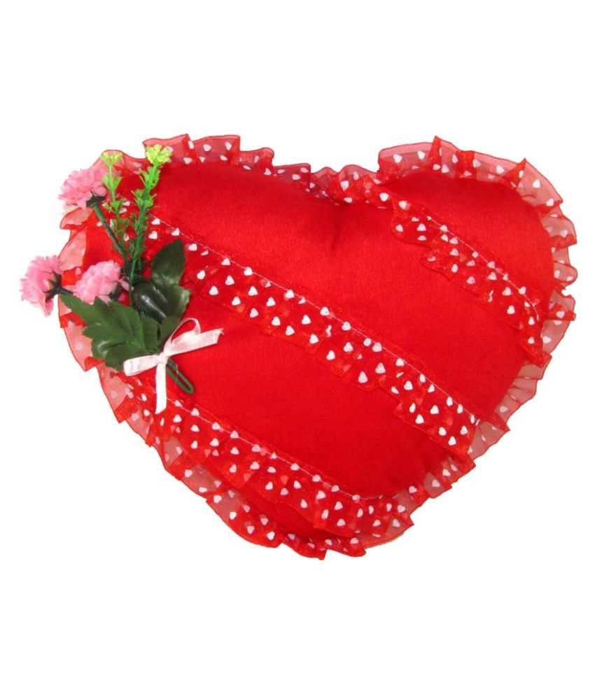     			Tickles Heart Cushion with Rose Soft Stuffed Plush Toy Gift for Friends Girlfriend Boyfriend Wife & Husband Wedding Anniversary Birthday Valentine's Day (Color: Red Size: 28 cm)