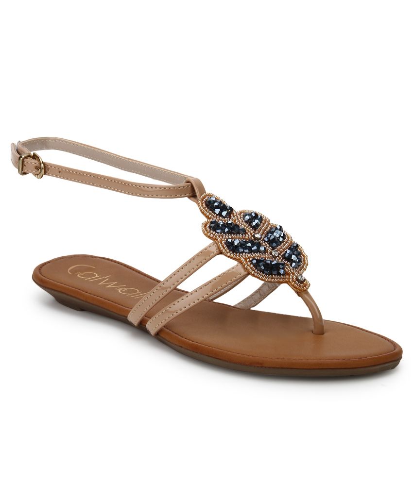 Catwalk Beige Flat Sandals Price in India- Buy Catwalk Beige Flat ...