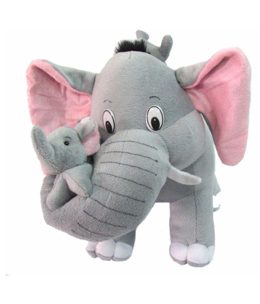     			Tickles Mother Elephant with Single Baby Stuffed Soft Plush Animal Toy for Kids (Size: 41 cm Color: Grey)