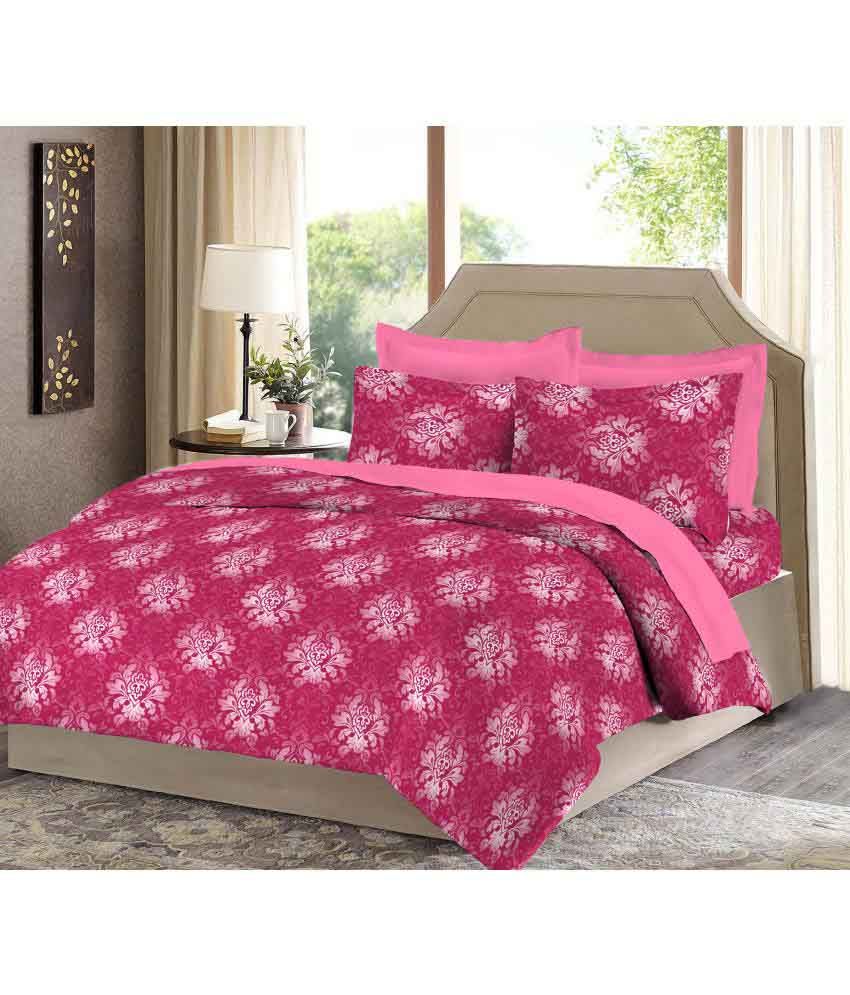 Bombay Dyeing Pink Cotton One Double Bed Sheet with 2 Pillow Cover