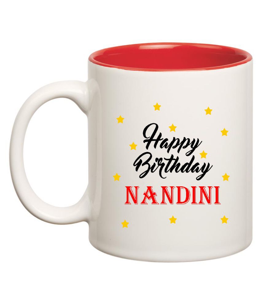 Huppme Happy Birthday Nandini White Ceramic Mug - 350 ml: Buy ...