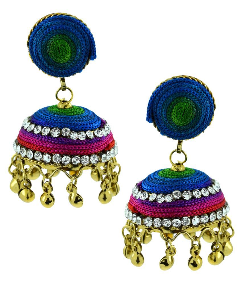    			the jewelbox Brass Gold Plating Beads Studded Multi Coloured Earrings