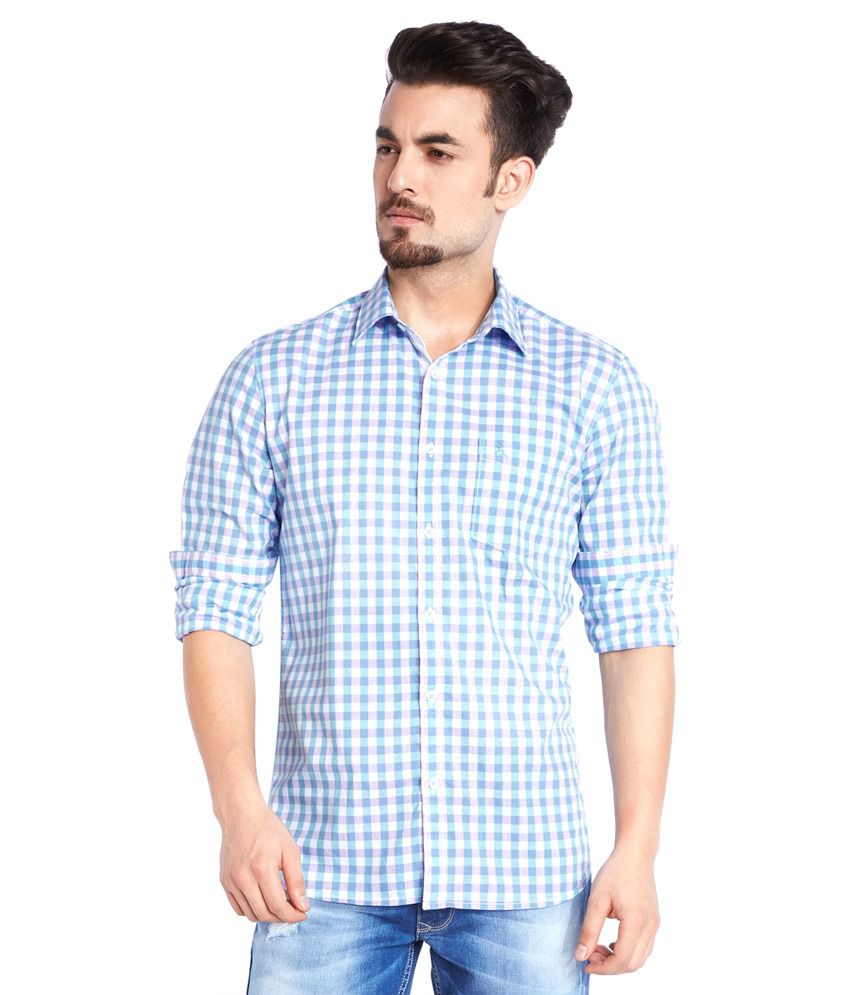 Parx Blue Casuals Slim Fit Shirt - Buy Parx Blue Casuals Slim Fit Shirt ...
