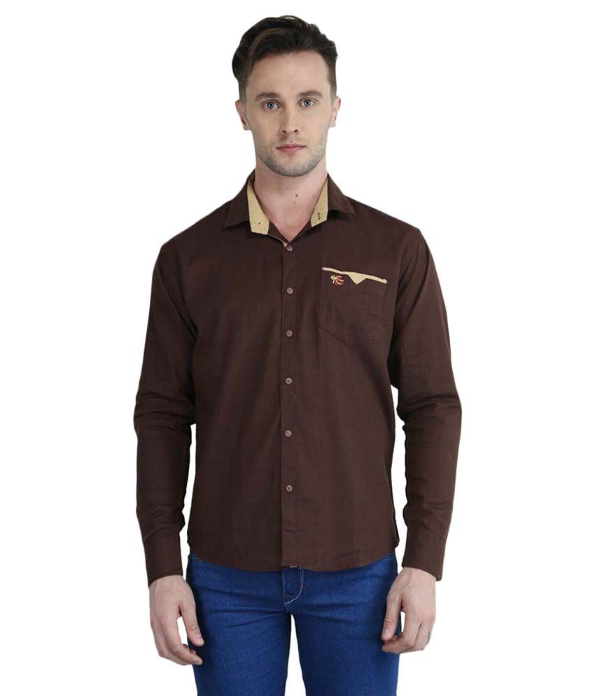     			British Terminal Brown Casuals Slim Fit Shirt