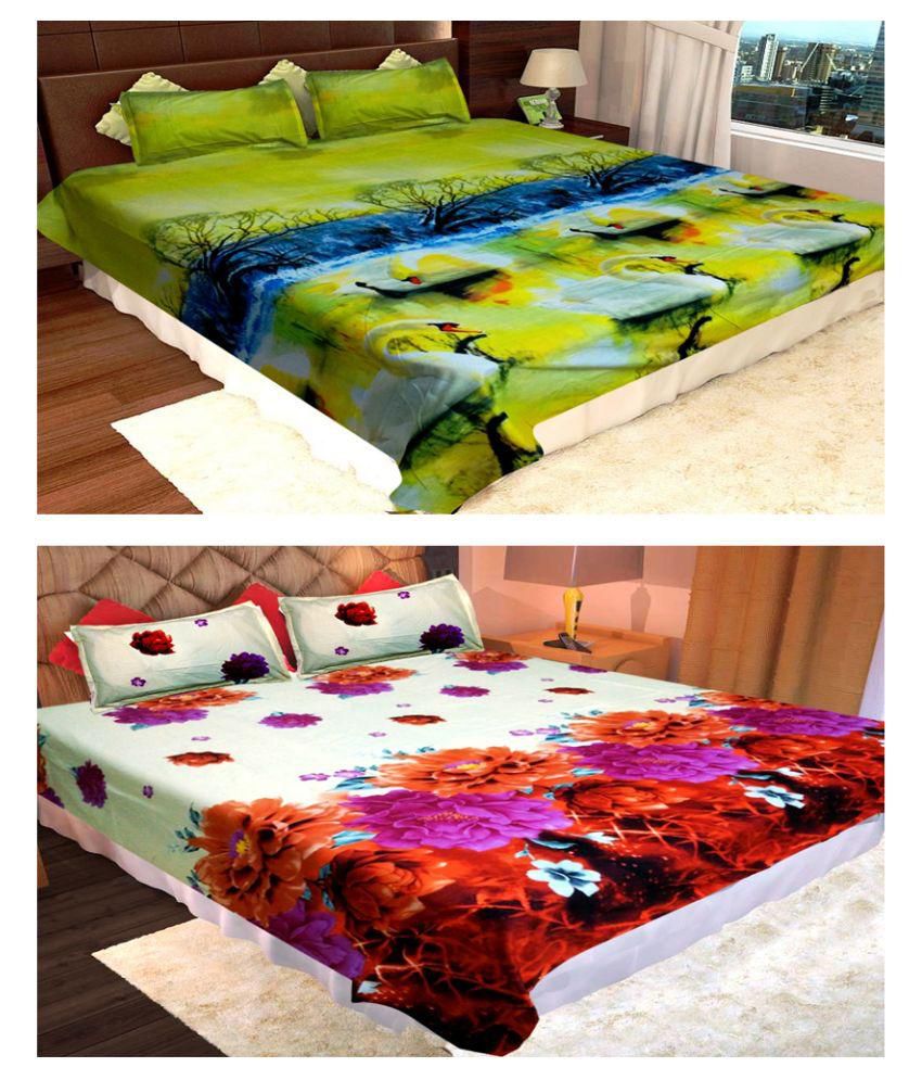     			Homefab India 3D Poly Cotton Printed Double Bedsheet  - (Buy 1 Get 1)