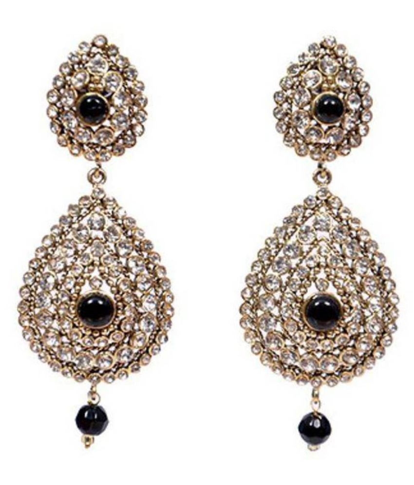 Buyclues Brass Gold Plating Crystal Studded Multi Coloured Earrings