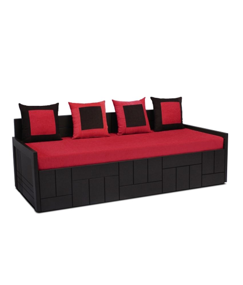 Auspicious Nelson Red Sofa Cum Bed With Four Cushions Buy Auspicious Nelson Red Sofa Cum Bed With Four Cushions Online At Best Prices In India On Snapdeal