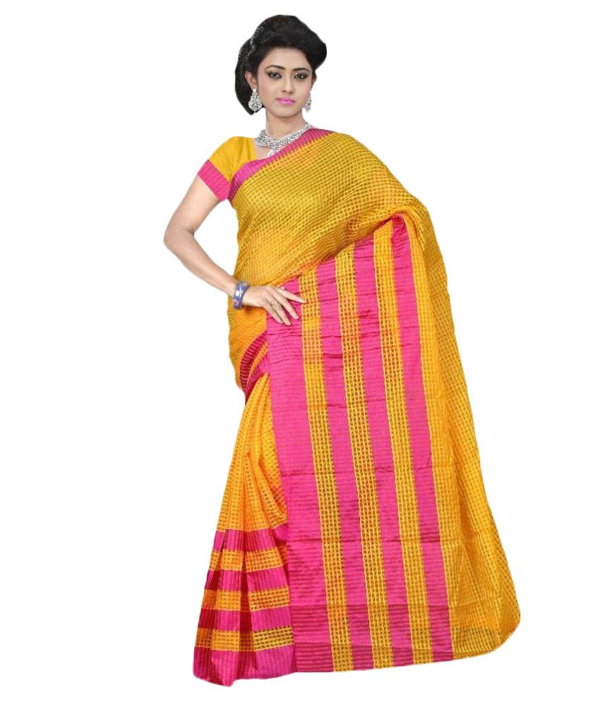 Heena Fashion Yellow Tissue Silk Saree - Buy Heena Fashion Yellow ...