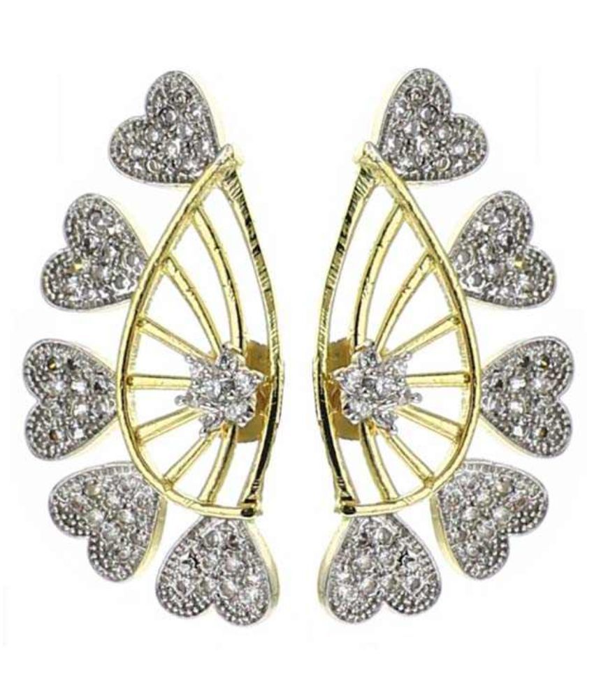     			Zeneme Alloy Gold Plating American diamonds Studded Gold Coloured Earrings