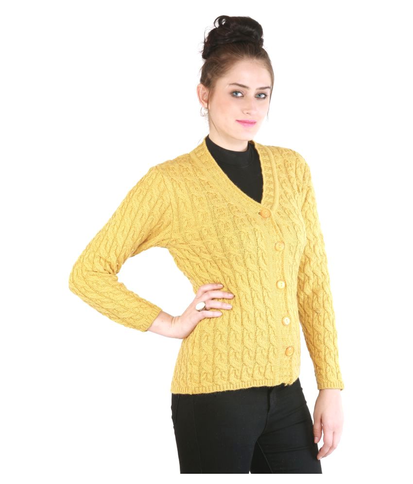 Buy Rebecca Yellow Woollen Buttoned Cardigans Online at Best Prices in ...