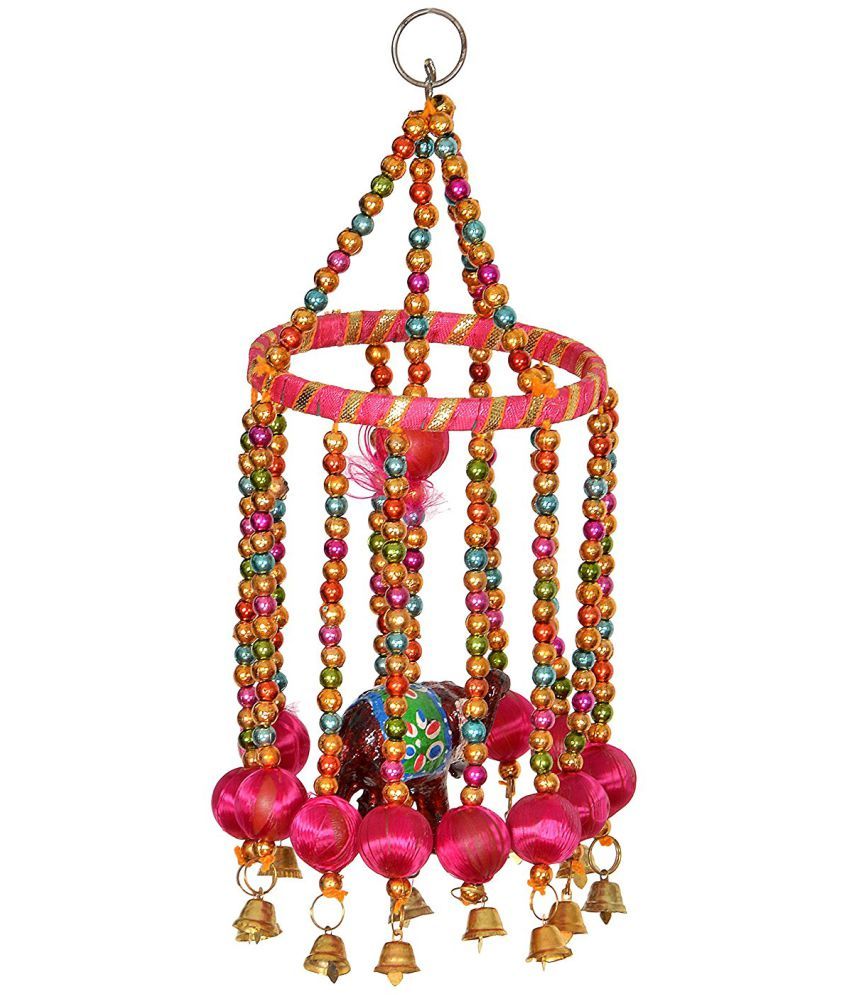 Little Jaipur Jaipurfabric Single Elephant Wind Chimes Pink Little Jaipur Jaipurfabric Single Elephant Wind Chimes Pink