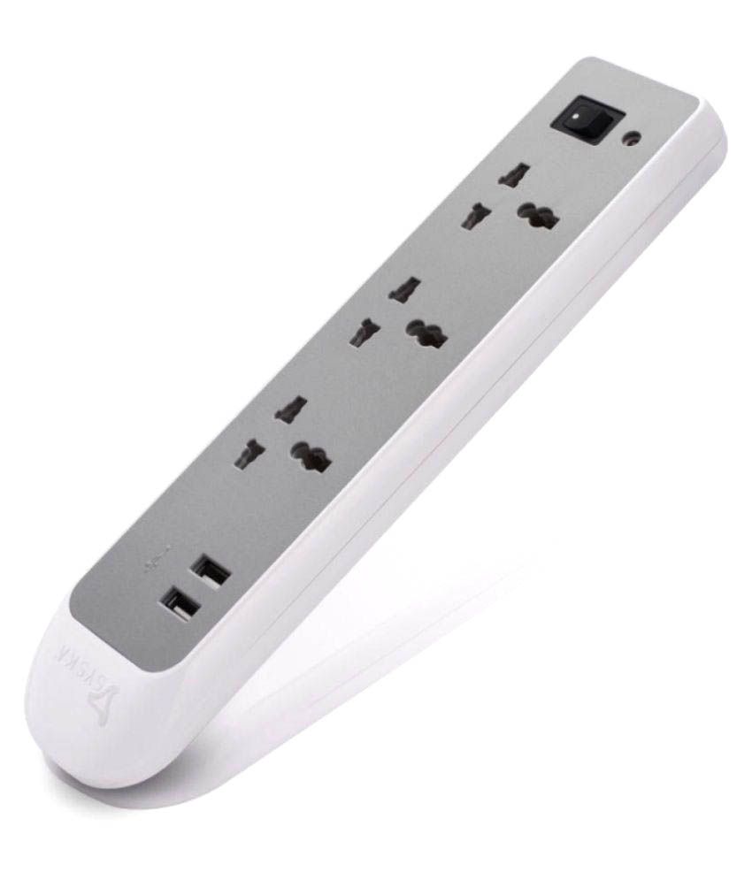 Buy Syska 3 Way 2 Metres Extension Board with USB (Grey) Online at Low