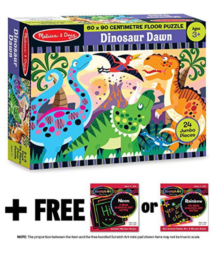 Dinosaur Dawn 24Piece Floor Puzzle + FREE Melissa & Doug Scratch Art