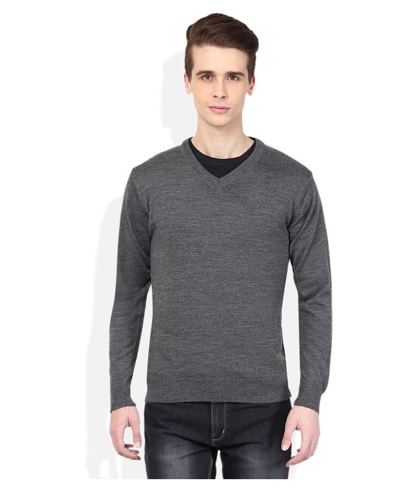 dark grey v neck sweater