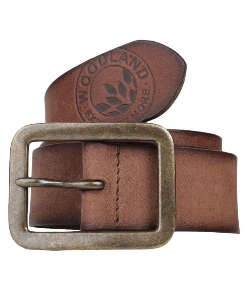 Woodland Brown Leather Casual Belts - Buy Woodland Brown Leather Casual ...